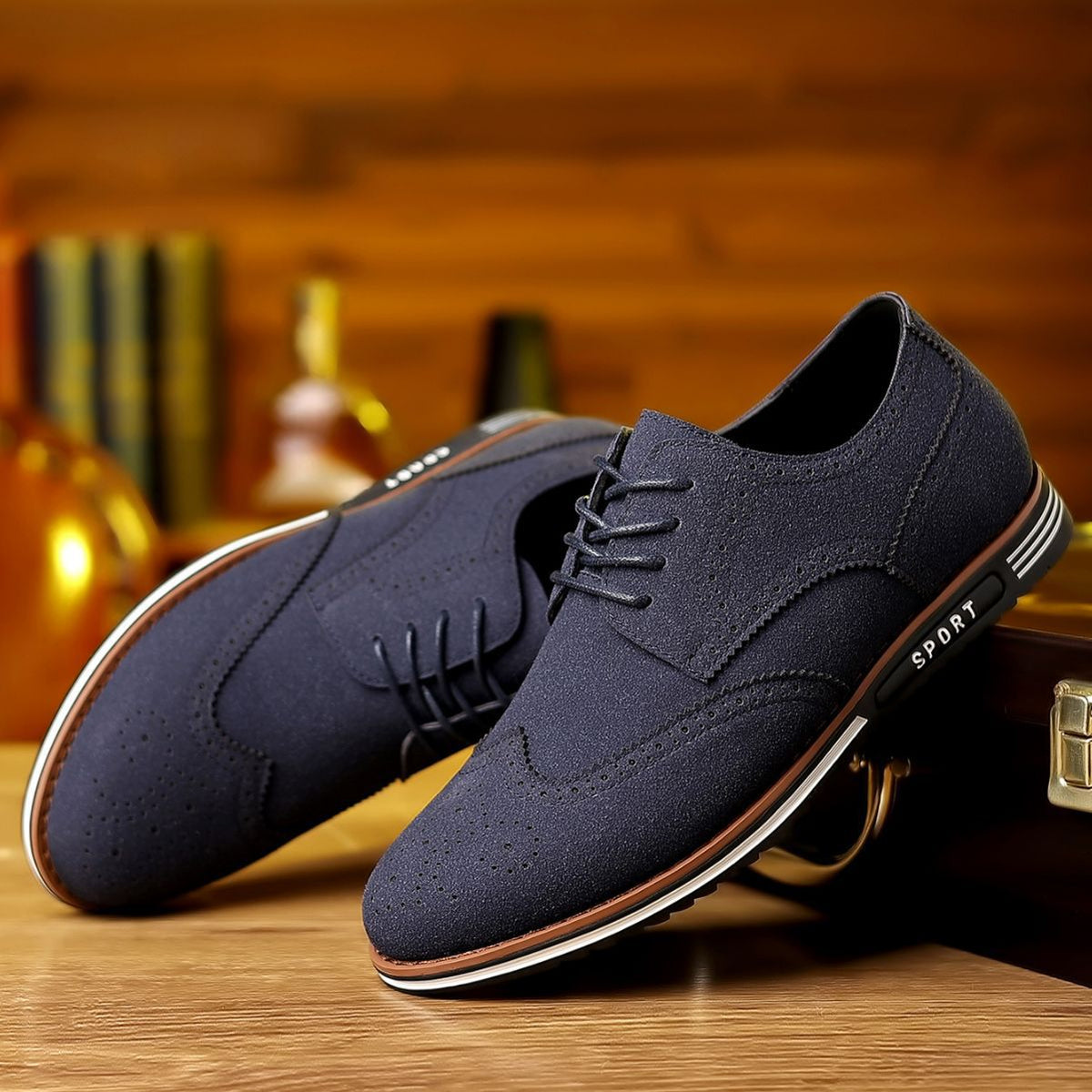 Men's blue casual dress sneakers