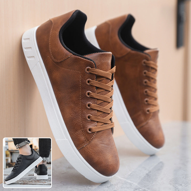 Men’s casual PU sneakers with lace-up design