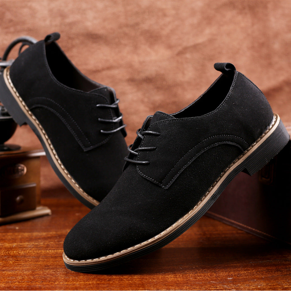 Men’s suede casual dress shoes with lace-up design